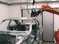 FIGURE 2. Laser welding (top) and laser cutting (bottom) at the introduction of the Volvo C70 in the AutoNova plant in Uddevalla. FIGURE 2. Laser welding (top) and laser cutting (bottom) at the introduction of the Volvo C70 in the AutoNova plant in Uddevalla.