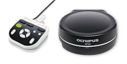 FIGURE 2. Olympus' 5 Mpixel DP26 camera (left) can be remotely controlled (right) and provides direct projection to a high-resolution monitor. FIGURE 2. Olympus' 5 Mpixel DP26 camera (left) can be remotely controlled (right) and provides direct projection to a high-resolution monitor.