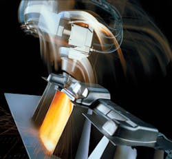 FIGURE 1. Hot-formed automotive firewall cut with a 3 kW disk laser on a highly dynamic TRUMPF TruLaser Cell 8030. FIGURE 1. Hot-formed automotive firewall cut with a 3 kW disk laser on a highly dynamic TRUMPF TruLaser Cell 8030.