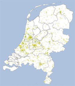 FIGURE 2. On July 8, 2013, nearly 6,000 measurements were made between 7 am and 6 pm all across The Netherlands.