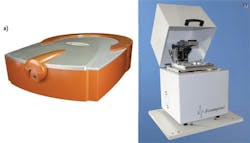 FIGURE 1. An ultrafast fiber laser (a) enables microsystems manufacture using the FemtoPrinter (b).