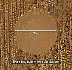 FIGURE 5. A smooth weld spot for thin foil welding. FIGURE 5. A smooth weld spot for thin foil welding.