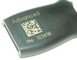 FIGURE 2. Fiber laser mark on plastic. FIGURE 2. Fiber laser mark on plastic.