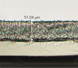 FIGURE 8. Side-view microscope picture of 50 μm deep scribes generated in Si using elliptical beam at scribe speed of 1000 mm/s. FIGURE 8. Side-view microscope picture of 50 μm deep scribes generated in Si using elliptical beam at scribe speed of 1000 mm/s.