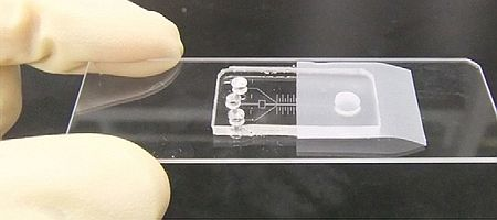 Fluorescenceproducing, selfpowered microfluidic chip detects cancer