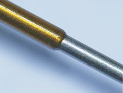 FIGURE 2. Polyimide wire insulation stripped by a CO2 laser. FIGURE 2. Polyimide wire insulation stripped by a CO2 laser.