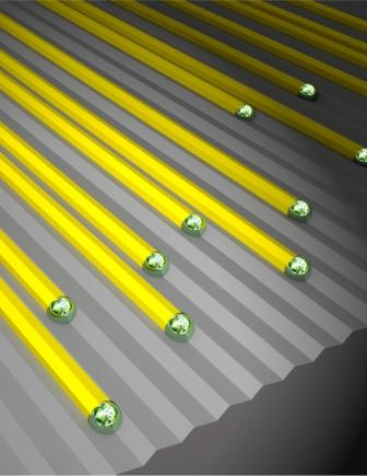 Illustration of nanowires growing along nanogrooves.