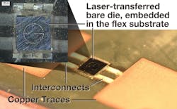 Laser-enabled advanced packaging assembles chips onto flex substrates Laser-enabled advanced packaging assembles chips onto flex substrates