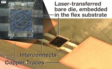 Laser-enabled advanced packaging assembles chips onto flex substrates