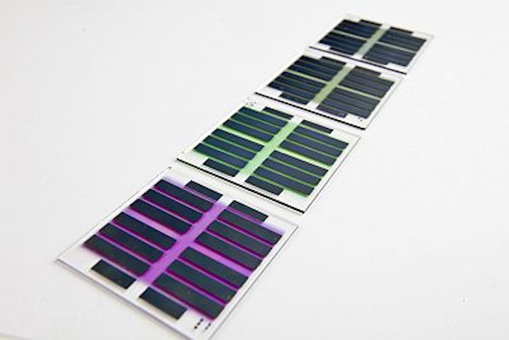Imec’s tandem organic solar cells on glass plates with a power conversion efficiency to 5.15%