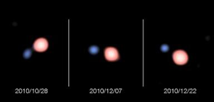 ESO's telescope interferometer images two stars orbiting each other