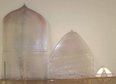 A new manufacturing process increases the size and thickness of sapphire sheets (shown) for electro-optic and IR windows.