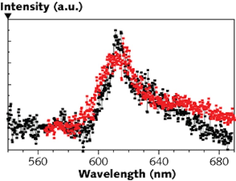 Photon correlation statistics confirm single-photon red-light emission from iridium-based molecules dispersed in a blue-light-emitting polymer