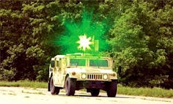 A laser dazzler is used from a Humvee. A laser dazzler is used from a Humvee.