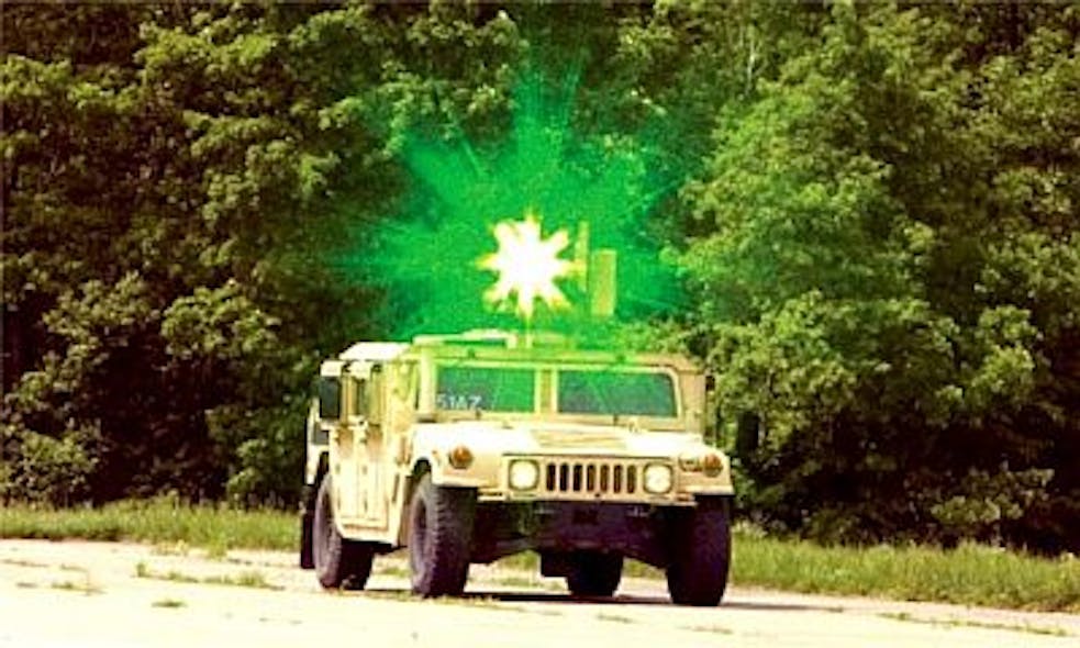 A laser dazzler is used from a Humvee.