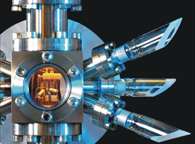 An ion trap like this one is used to study optical-frequency standards under low magnetic conditions.