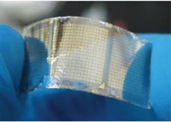 An array of microcircuits made of a 10-nm-thick film of bismuth selenide on an insulating mica substrate can be flexed without damaging its electrical properties. An array of microcircuits made of a 10-nm-thick film of bismuth selenide on an insulating mica substrate can be flexed without damaging its electrical properties.