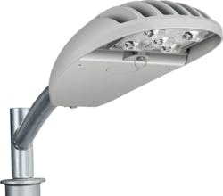 An LED streetlight designed and produced by Cree. This streetlight has a system efficiency of up to 100 lumens per watt; Cree has experimentally demonstrated a 254 lumen-per-watt white-light LED in the lab that could further raise the efficiency of streetlights and other LED illuminators.