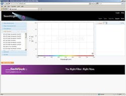 The user interface is shown for the free online tool from Semrock that lets you optimize the hardware for your fluorescence microscopy setup.