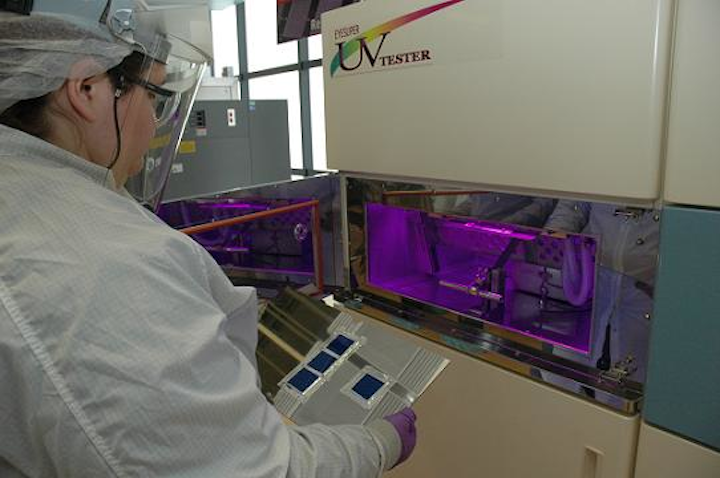 An Ultraviolet Weathering Chamber from EYE Lighting has been installed at the Richard Desich SMART Commercialization Center for Microsystems laboratory in Ohio so that customers who choose to use the facility for material aging studies can compress 30 years of exposure to the damaging effects of the sun's UV rays into a 3 week time period