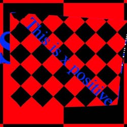 FIGURE 1. Freeform mirrors produce a rotated and scaled image of a black and red checkerboard wall with blue text on it.