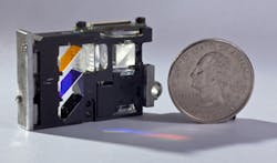 This picoprojector contains optics that convert almost 90% of the unpolarized input light from an LED into output polarized light.