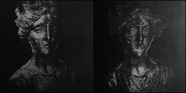 An image printed on reflectance paper responds to the direction from which it is illuminated. The prototype approximates continuous grayscale by using halftoning.