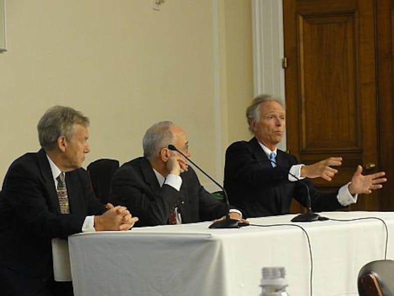The three panelists at the Congressional R&amp;D Caucus Briefing on Lighting the Way to American Prosperity: Martin Richardson of the Townes Laser Institute, Thomas Baer of Stanford Photonics Research Center, and Greg Olsen of Princeton University.