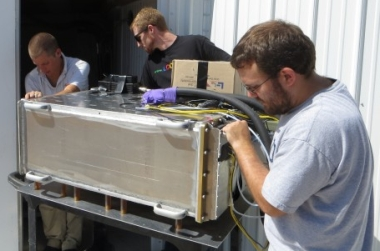 Las Cumbres Observatory achieves first light with NRES spectrograph