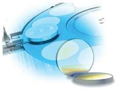 An automatic substrate-loading device in a Helios (Leybold Optics) magnetron sputtering system maximizes throughput and minimizes particle contamination of optics, such as these EO filters. An automatic substrate-loading device in a Helios (Leybold Optics) magnetron sputtering system maximizes throughput and minimizes particle contamination of optics, such as these EO filters.