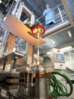 Fiber-drawing tower at ORC. Fiber-drawing tower at ORC.