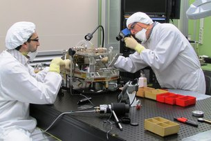 The Aeolus laser during assembly.