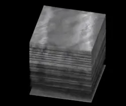 The University of Rochester team scanned a gradient-index (GRIN) sheet using OCT to show the structure of layers that make up the material. The technique allows the internal structure of the optical material to be understood without disturbing the material. This is a still taken from https://youtu.be/jIcOT7c7w9E.