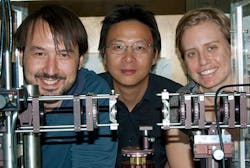 Members of the LANL metamaterials team include, from left, Nathaniel K. Grady, Hou-Tong Chen, and Jane E. Heyes.