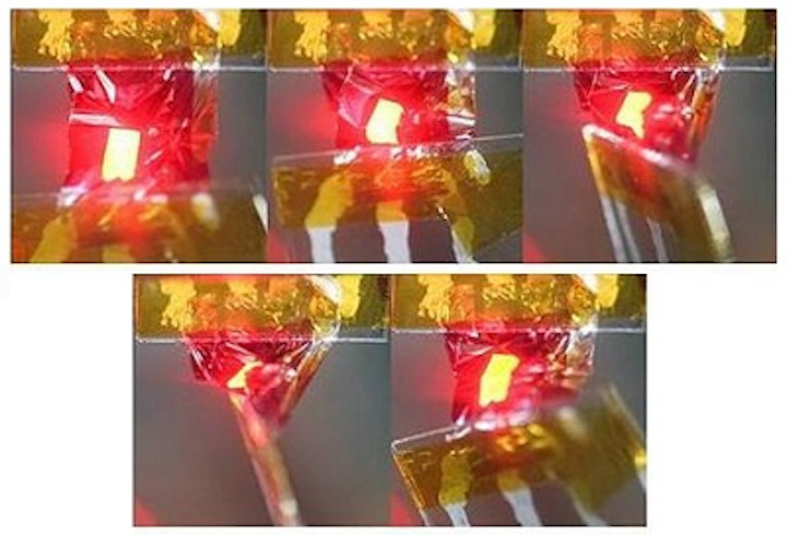 Highly flexible OLED light source has 10 micron bend radius