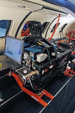 The LIDAR system for predicting clear air turbulence is shown within an aircraft.