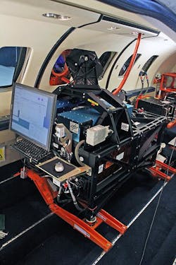 The LIDAR system for predicting clear air turbulence is shown within an aircraft. The LIDAR system for predicting clear air turbulence is shown within an aircraft.