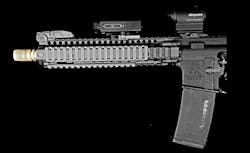 An AR-15 pistol is equipped with an Auxetic muzzle break fabricated using a 3D printing process. (Image credit: Sintercore) An AR-15 pistol is equipped with an Auxetic muzzle break fabricated using a 3D printing process. (Image credit: Sintercore)