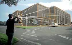 Through the Spike smartphone app, users are able to capture, measure, model in 3D, and share any object up to 200 yards (183 m) away with what the company ikeGPS says is laser accuracy. Through the Spike smartphone app, users are able to capture, measure, model in 3D, and share any object up to 200 yards (183 m) away with what the company ikeGPS says is laser accuracy.