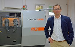 Concept Laser head of development Florian Bechmann is shown with a LaserCUSING system, and says, 'Safety aspects, automation and effective QA measures are paramount for us.' (Image credit: Concept Laser) Concept Laser head of development Florian Bechmann is shown with a LaserCUSING system, and says, 'Safety aspects, automation and effective QA measures are paramount for us.' (Image credit: Concept Laser)