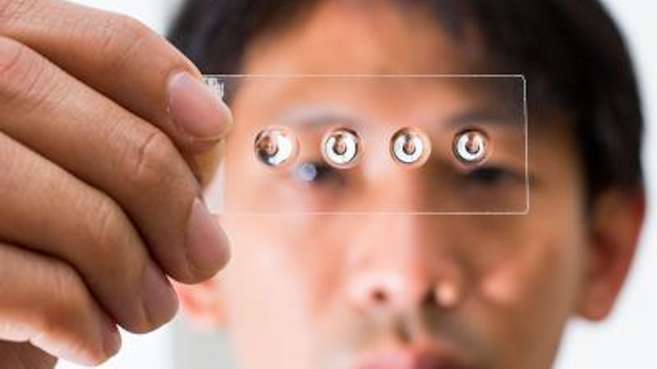 Baked-droplet polymer lenses and 3D printing could lead to disposable medical instrumentation