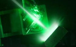 Light from the Vulcan petawatt laser at Rutherford Appleton Laboratory (Didcot, England) strikes a target, creating a plasma; the complex nonlinear processes generating plasmas such as this are constrained by new findings by LLNL and Rice University.