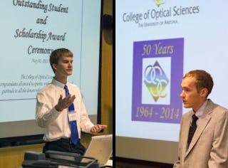 Two University of Arizona optical-sciences students chosen for 2014 Astronaut Scholarship