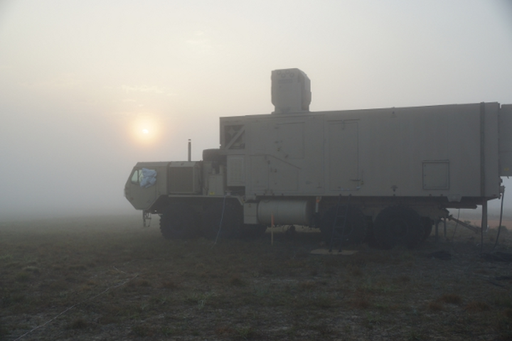Boeing’s High Energy Laser Mobile Demonstrator proved the effectiveness of directed energy weapons in foggy, off-shore conditions during demonstrations in Florida. (Image credit: Boeing)