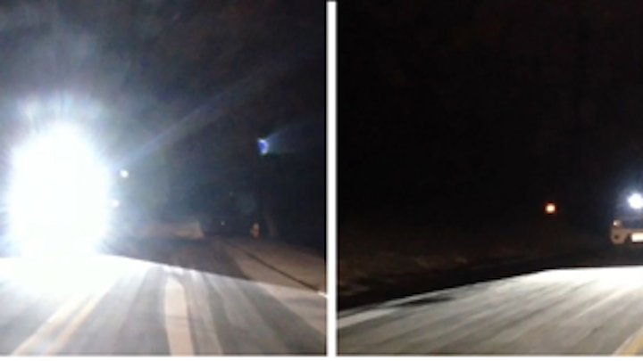 Smart headlights use a DLP-based projector to reduce glare for oncoming drivers. (Image credit: Carnegie Mellon University)