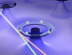 A laser-pumped whispering-gallery Raman microlaser generates a single Raman lasing mode inside the silica resonator; the presence of a nanoparticle leads to two new lasing modes in different colors.