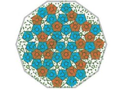 An icosahedral quasicrystal (shown here in a cross-section from the simulation by University of Michigan and Argonne National Laboratory researchers) has order and rotational symmetry, but does not have a repeating pattern.