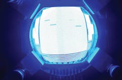 This wafer-level LED emits up to 157 W of output light. This wafer-level LED emits up to 157 W of output light.