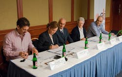 A project kick-off ceremony was held in Budapest for the Extreme Light Infrastructure Attosecond Light Pulse Source (ELI-ALPS) in the major project phase 1 of ELI-HU Non-profit Ltd. In which the company’s coordination director, the research technology director, and three corporate partners signed four project opening documents for the designing, building, and deploying of secondary laser sources worth 1.4 million euros (about $1.5 million dollars). A project kick-off ceremony was held in Budapest for the Extreme Light Infrastructure Attosecond Light Pulse Source (ELI-ALPS) in the major project phase 1 of ELI-HU Non-profit Ltd. In which the company’s coordination director, the research technology director, and three corporate partners signed four project opening documents for the designing, building, and deploying of secondary laser sources worth 1.4 million euros (about $1.5 million dollars).