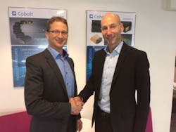 Ingolf Cedra, HÜBNER general manager, and Dr. Håkan Karlsson, Cobolt CEO. Ingolf Cedra, HÜBNER general manager, and Dr. Håkan Karlsson, Cobolt CEO.